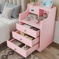 thumbnail image 4 of Afuhokles Nightstand with Charging Station, Night Stand with Hutch and Storage Drawers, Pink, 4 of 9