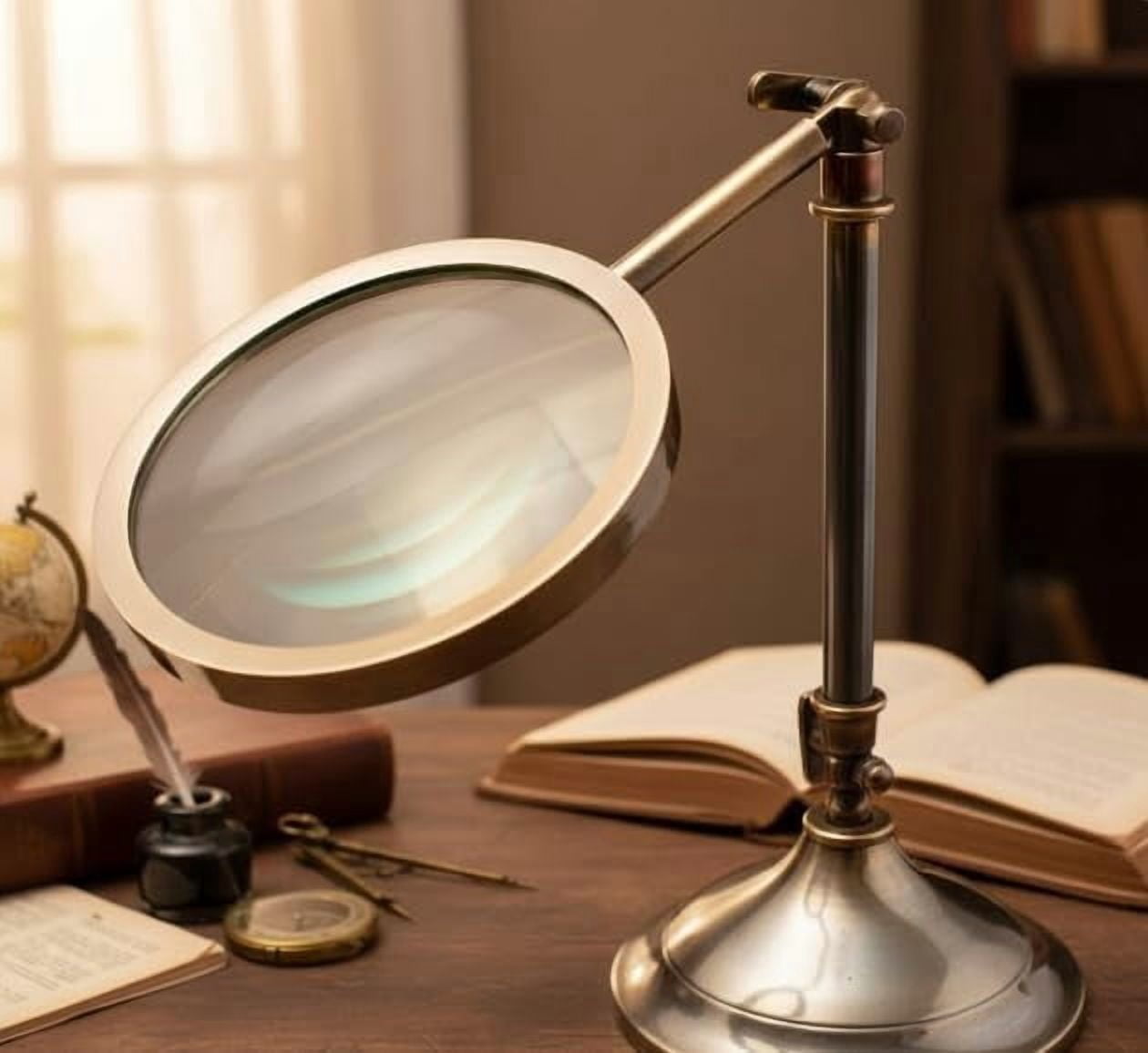 Maritime treasures Adjustable Desk Magnifying Glass Hands-Free Desktop Magnifier with Heavy Base for Reading, Crafts, Sewing, Repair & Fine Detail Work