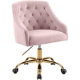 thumbnail image 2 of Meridian Furniture Arden Chaise de Bureau Pivotante Réglable en Velours Rose et Or, 2 of 10