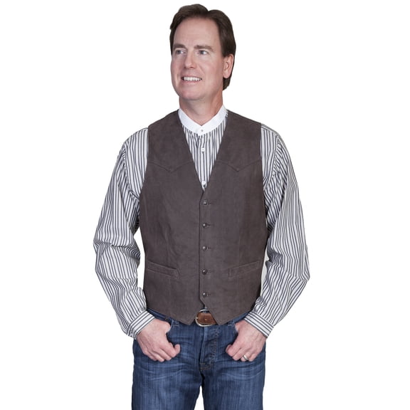 Scully Men's Lambskin Leather Western Vest Big And Tall Brown 40 T US