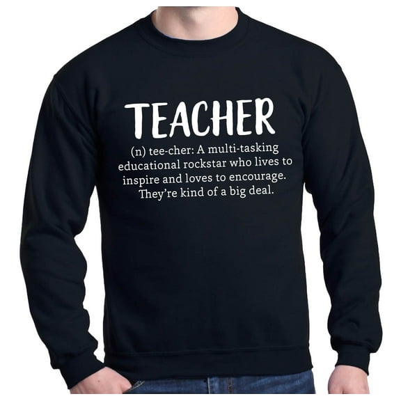 Shop4Ever Men's Teacher Definition Crewneck Sweatshirt Small Black