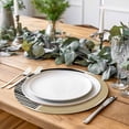 thumbnail image 2 of Beige Round 15 Inch Placemats Set of 8, Modern Abstract Art Farmhouse Striped HeatResistant Non Slip Place Mats for Dining Table, Wipeable Braided Kitchen Table Mats for Housewarming, 2 of 9