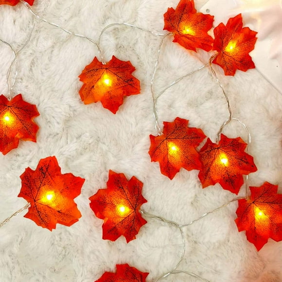 Guirnalda de hojas de arce otoñal, decoración de otoño, luces LED, guirnalda de hojas otoñales, decoración de Halloween y Navidad, decoración de Acción de Gracias, decoración de pared (50 l)