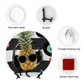 thumbnail image 4 of Salouo Pineapple With Black Glasses Pattern Bone China Decorative Plate,Holiday Decor Decorative Ceramic Plates with Stand Elegant Home DéCor for Hallway/Living Room/Bedroom-6in, 4 of 6