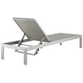 thumbnail image 5 of Modern Contemporary Urban Design Outdoor Patio Balcony Chaise Lounge Chair and Side Table set, Grey Gray, Aluminum, 5 of 7