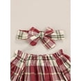 thumbnail image 5 of Qiylii Baby Girl Off Shoulder Plaid Crop Tops High Waist A-Lined Dress Headband, 5 of 8