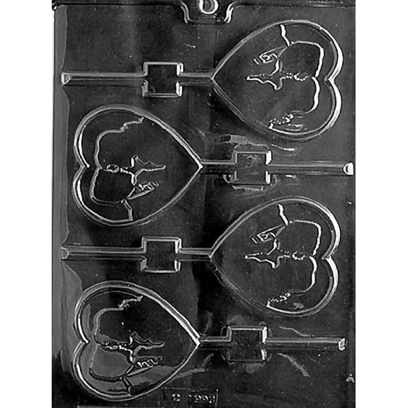 Grandmama's Goodies Valentine's Day V123 Silhouette Lovers Lollipop Sucker Chocolate Candy Soap Mold with Exclusive Molding Instructions