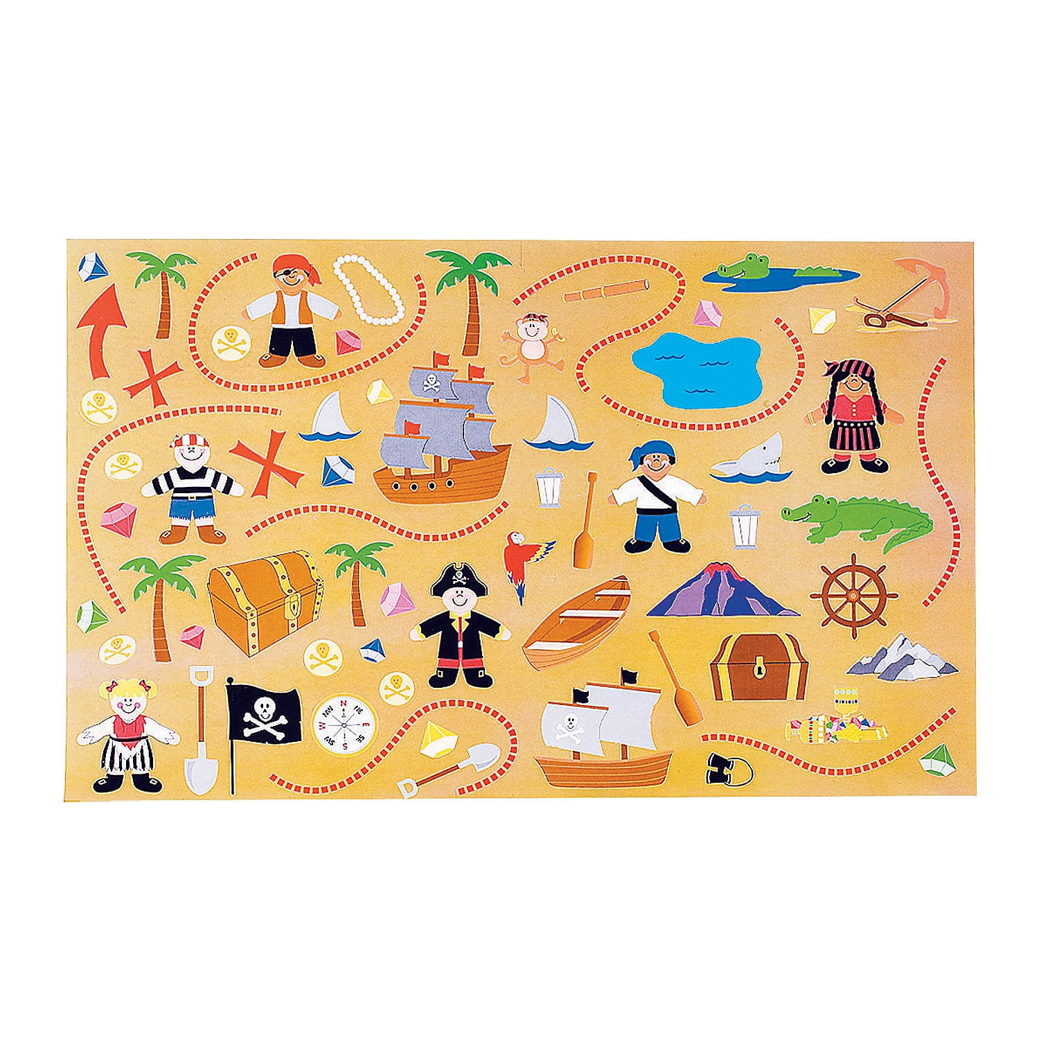 DIY Giant Treasure Map Sticker Scenes, Stationery, Party Supplies, 12 Pieces