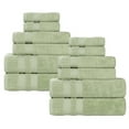 thumbnail image 2 of Superior Venice Ribbed Textured Border Zero Twist 12 Piece Towel Set, Green, 2 of 10