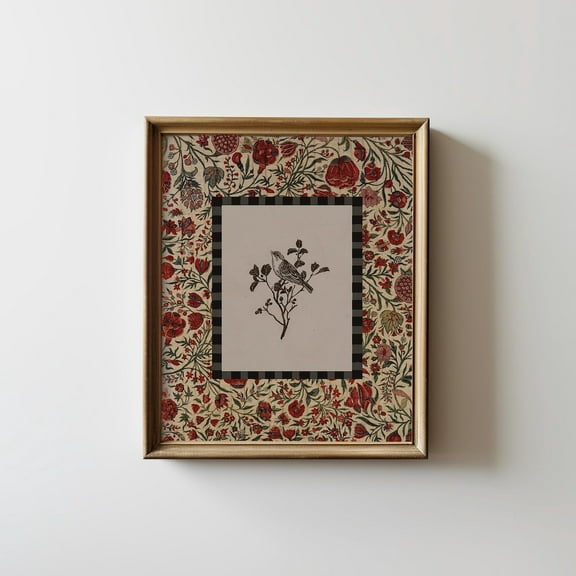 Cottage Core Decor Botanical And Bird Print, Vintage Floral Wall Art, Apartment Decor, Aesthetic Room Decor, Poster Decor, Unframed Poster Size 8x12 F03.1.14l1129