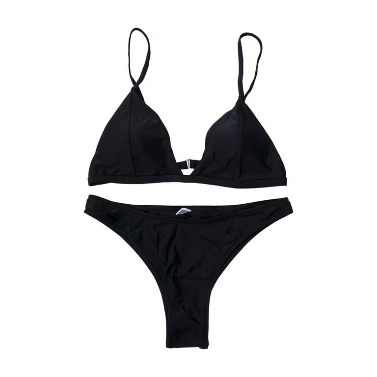  Anjikang Women's Spaghetti Straps Triangle Bikini Set Comfort  Push Up Padded Underwear Lace Up Bathing : Sports & Outdoors