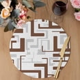 thumbnail image 3 of Modern Geometric Brown Round 13 Inch Placemats Set of 2, Abstract Minimalist Artwork Lines HeatResistant Non Slip Place Mats for Dining Table, Wipeable Braided Kitchen Table Mats for Housewarming, 3 of 9
