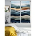 thumbnail image 3 of Summer Coastal Sheer Curtains 63 Inch Length 2 Panels Set, Modern Abstract Watercolor Wave Voile Window Treatment Rod Pocket Curtains Sheers Drapes for Bedroom/Living Room/Kitchen 52x"63"x2, 3 of 7