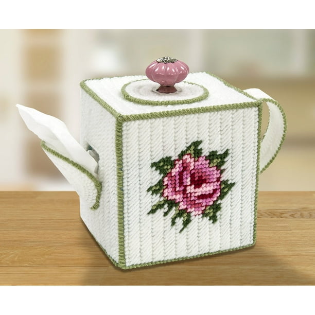 Download Mary Maxim Teapot Tissue Box Cover Plastic Canvas Kit ...