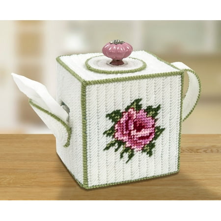 Tuck Box Tea Room - Mary Maxim Teapot Tissue Box Cover Plastic Canvas Kit
