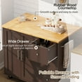 thumbnail image 3 of Walsunny Kitchen Island on Wheels with Storage Cabinet & 3 Drawer, 39.7" Width Rolling Kitchen Table, Cart Handle for Towel Rack or Free Mobility Brown, 3 of 9