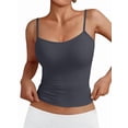 thumbnail image 2 of Womens Adjustable Camisole Sleeveless Square Neck Spaghetti Strap Tank Tops Basic Shirt Dark Gray XS, 2 of 8