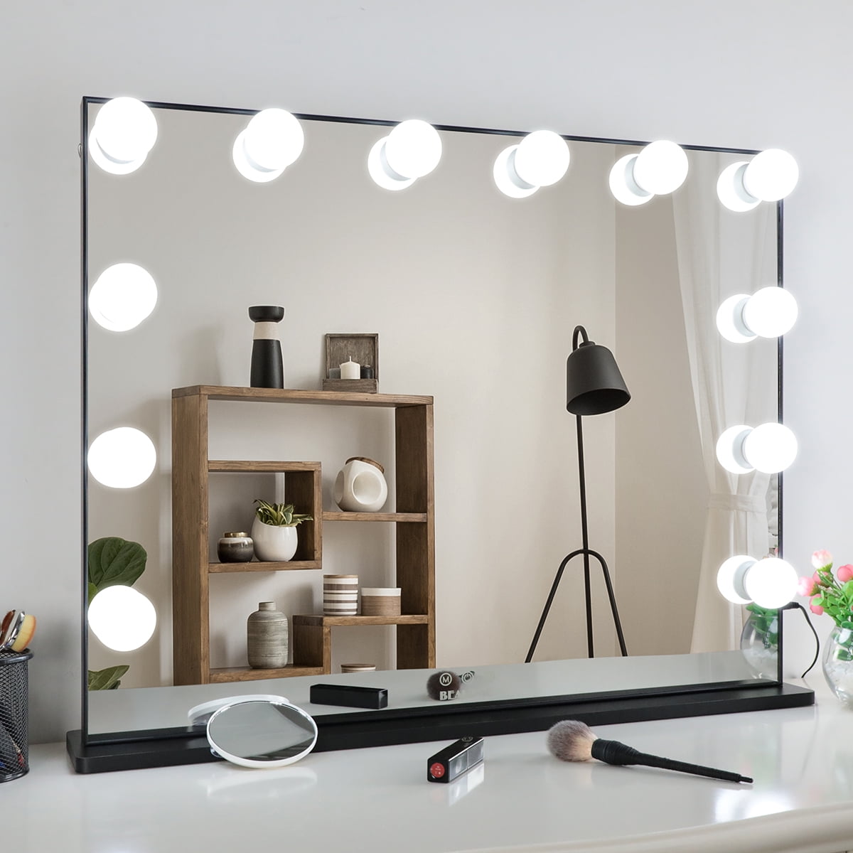 Fenair Hollywood Vanity Mirror With Lights With Bluetooth, Lighted Makeup  Mirror With 14 Bulbs, Light Colors, Adjustable Brightness, USB Port, 