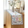 thumbnail image 5 of Table Runner 70 Inches Long for Kitchen Dining, Happy Easter Dresser Scarf Farmhouse, Dining Table Decorations for Wedding/Parties, Colorful Rabbits Cartoon Blue Plaid 13 x 70 In, 5 of 8