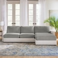 thumbnail image 2 of SureFit Cedar Stretch Textured Sectional Slipcover, Extra Long Couch Cushion, Single 80" x 48", Gray, 2 of 6
