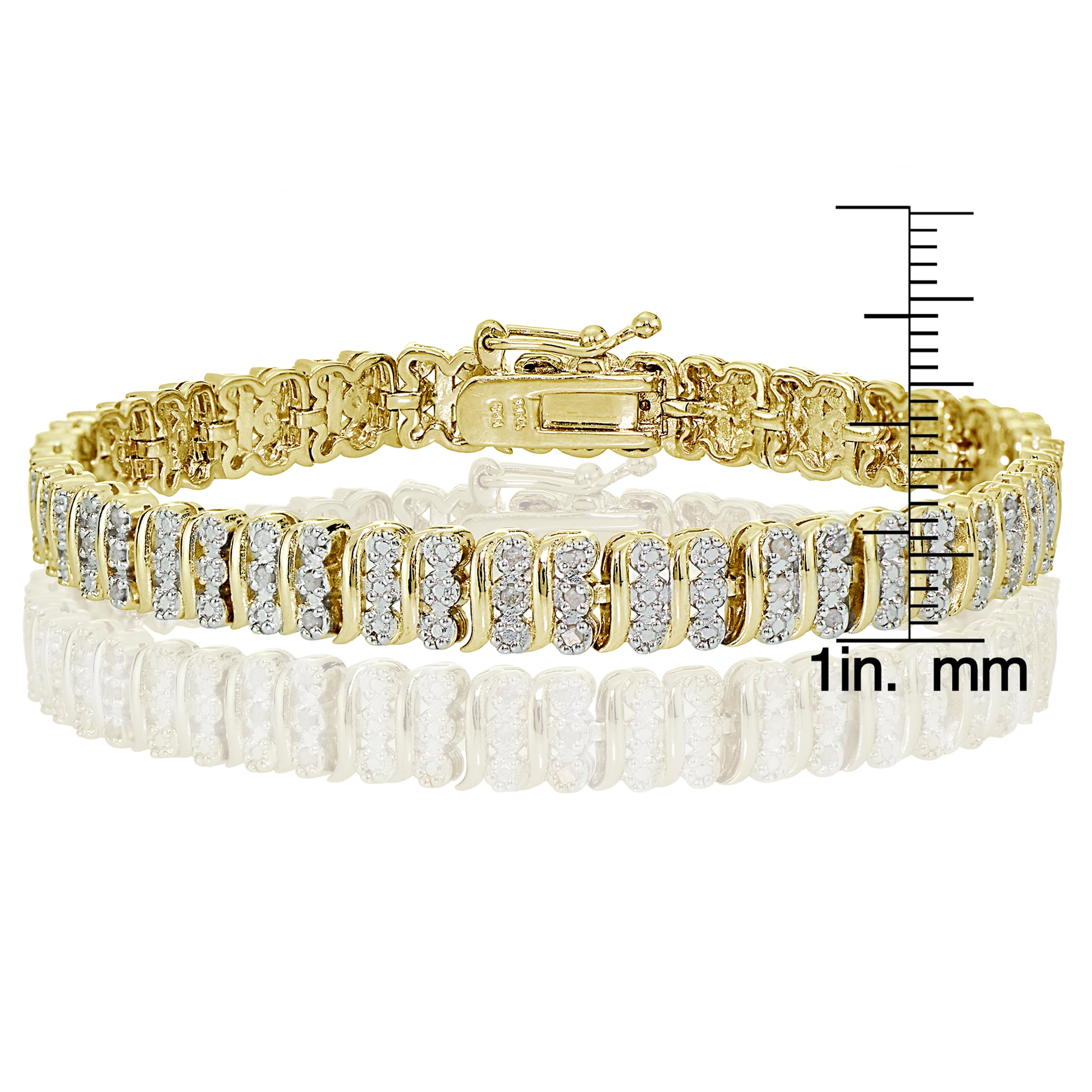 Gold Tone 0.25ct Diamond S Pattern Tennis Bracelet