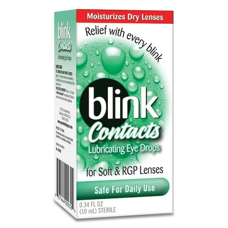 Blink Contacts Lubricating Eye Drops for Soft & RGP Lenses, 0.34 FL (Best Eye Drops For Contact Lens Wearers)