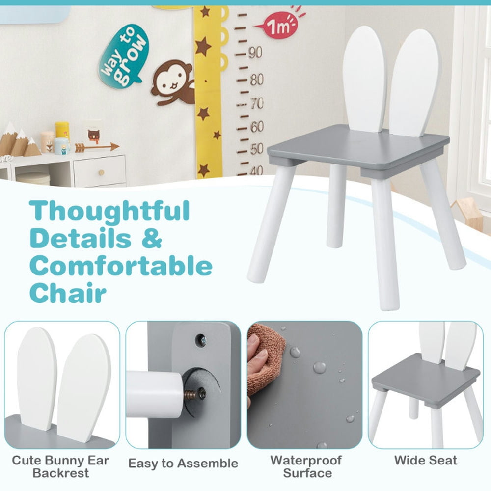 Topcobe 3 Pieces Kids Table and Chairs Set for Arts Crafts Snack Time, Toddler Chair and Table Set-Gray