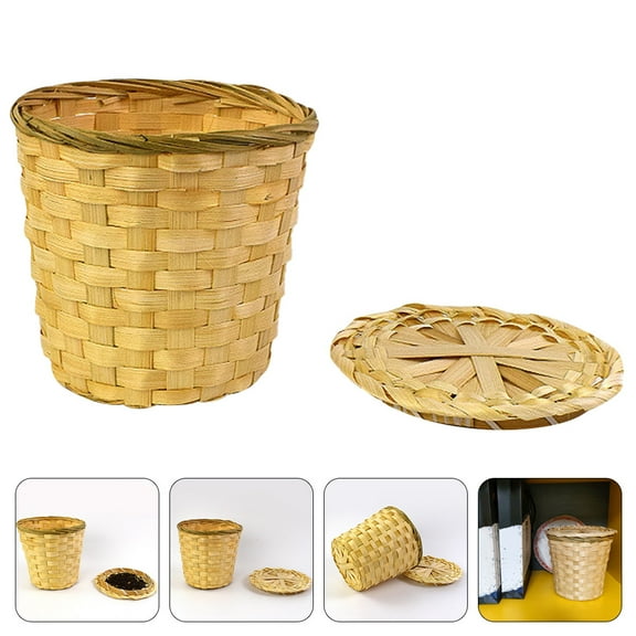 BESTOYARD Bamboo Waste Basket Small Tea Basket Khaki 1Pack