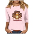 thumbnail image 2 of VKOYWKM Thanksgiving Turkey Shirts for Women 3/4 Sleeve Tops Turkey Graphic T Shirts Fall Crew Neck Funny Family Party Blouses, 2 of 4
