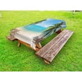 thumbnail image 1 of Ocean Outdoor Tablecloth, Panoramic View of Tropical Sandy Beach Exotic Vacation Theme Print, Decorative Washable Fabric Picnic Tablecloth, 58 X 120 Inches, Turquoise Green Pale Brown, by Ambesonne, 1 of 2