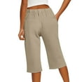 thumbnail image 5 of Huankd Bermuda Shorts For Women Linen Shorts Knee Length Elastic Waist Long Shorts Casual Summer Shorts Petite Capri Pants Dressy Beach Comfy Pull On Shorts With Pockets Khaki S, 5 of 8