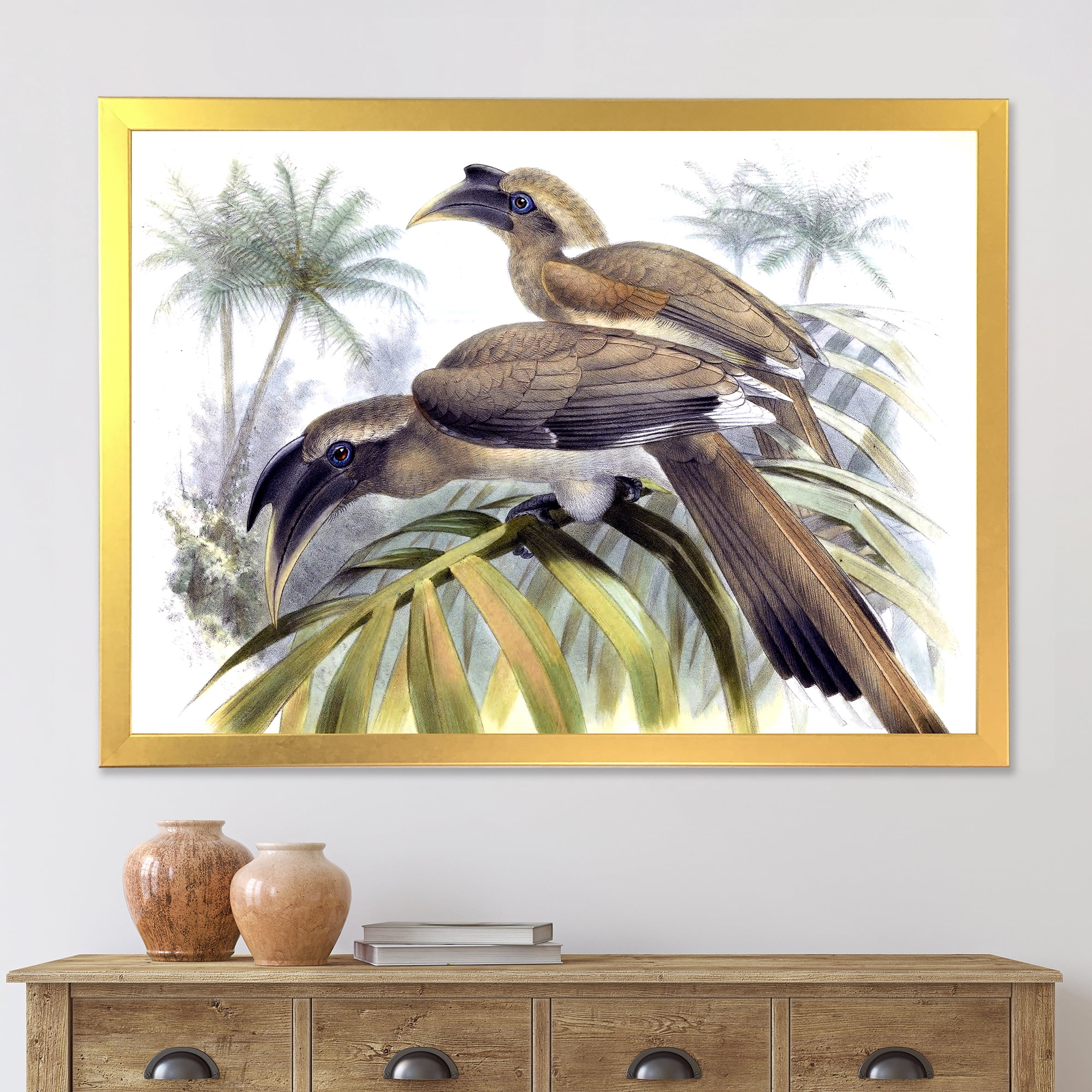 Designart 'Ancient Australian Birds XIV' Traditional Framed Art Print