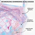 thumbnail image 4 of Girls 3 Piece Scale Print Mermaid Swimwear Set Sparkly Swimsuit with Fish Tail Skirt for Size 5T, 4 of 9