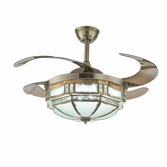 42" Tiffany Style Ceiling Fan W/Light Retro LED Chandelier W/Remote Control Fandelier in Home Office