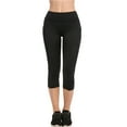 thumbnail image 2 of Women's Knee Length Capri Leggings with Pockets High Waisted Workout Exercise Yoga Pants, Black Small, 1 Pack, 2 of 4