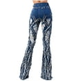 thumbnail image 3 of Purple Candy Womens Juniors Extreme Distressed Denim Flares (S, Medium Blue), 3 of 4