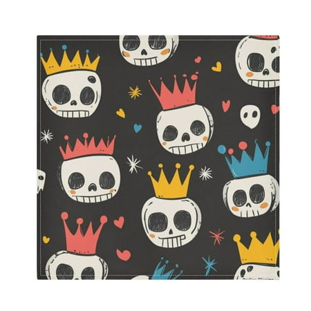

Satin Polyester Napkins - 20x20 InchSingle-Sided Printed Napkins 1-Piece/4-Piece/6-Piece Set DIY Personalized Table Setting，Cute Cartoon Skulls
