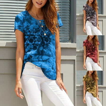 

Taluosi Women Crew Neck Short Sleeve Leopard Skull Print Loose Casual T Shirt Top Blouse