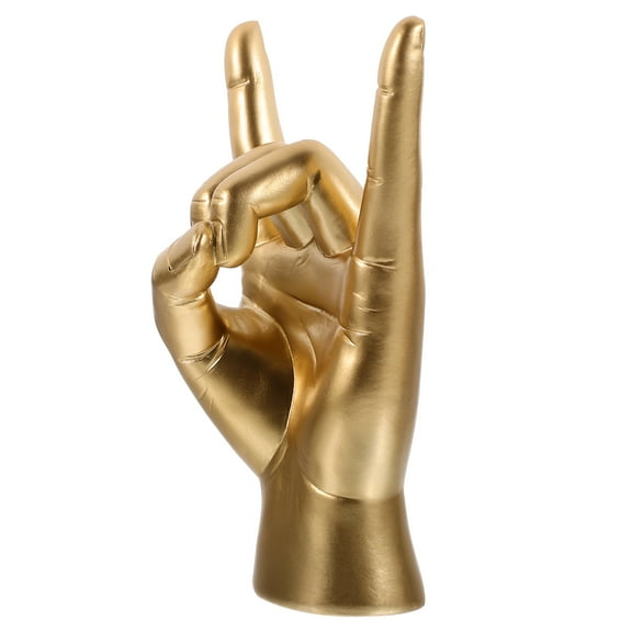 FRCOLOR Golden Resin Hand Statue with Delicate Finger Gesture for Home Office Decor 6.5 Inches