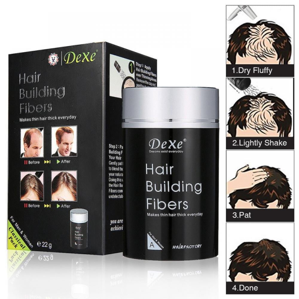 Dexe Hair Building Fibers,Sky-shop Hair Re-growth Powder Keratin Hair Fiber,Thinning  Hair and Bald Spots Hair Fibers for Women and Men(Black) 