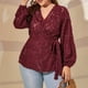 thumbnail image 2 of Camisas para mujer,Blusa de manga larga con encaje y escote en V para mujer, estilo jersey de poliéster, ideal para uso diario en primavera y verano, sopatenor, 2 of 7