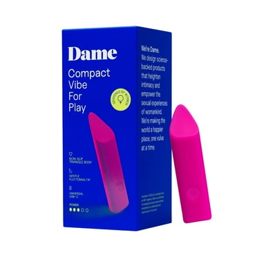 Dame Zig Softest Lipstick Bullet Vibrator for Women — USB-C Rechargeable, 3 Speeds, Waterproof, Squishy Fluttering Tip, Personal Massager, Travel-Sized, Ergonomic - Pink