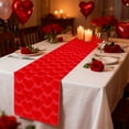 thumbnail image 5 of Valentine's Day Table Runners Heart Pattern Table Decorations for Kitchen Dinning, Indoor Outdoor Dinner Party Decor (Red), 5 of 6