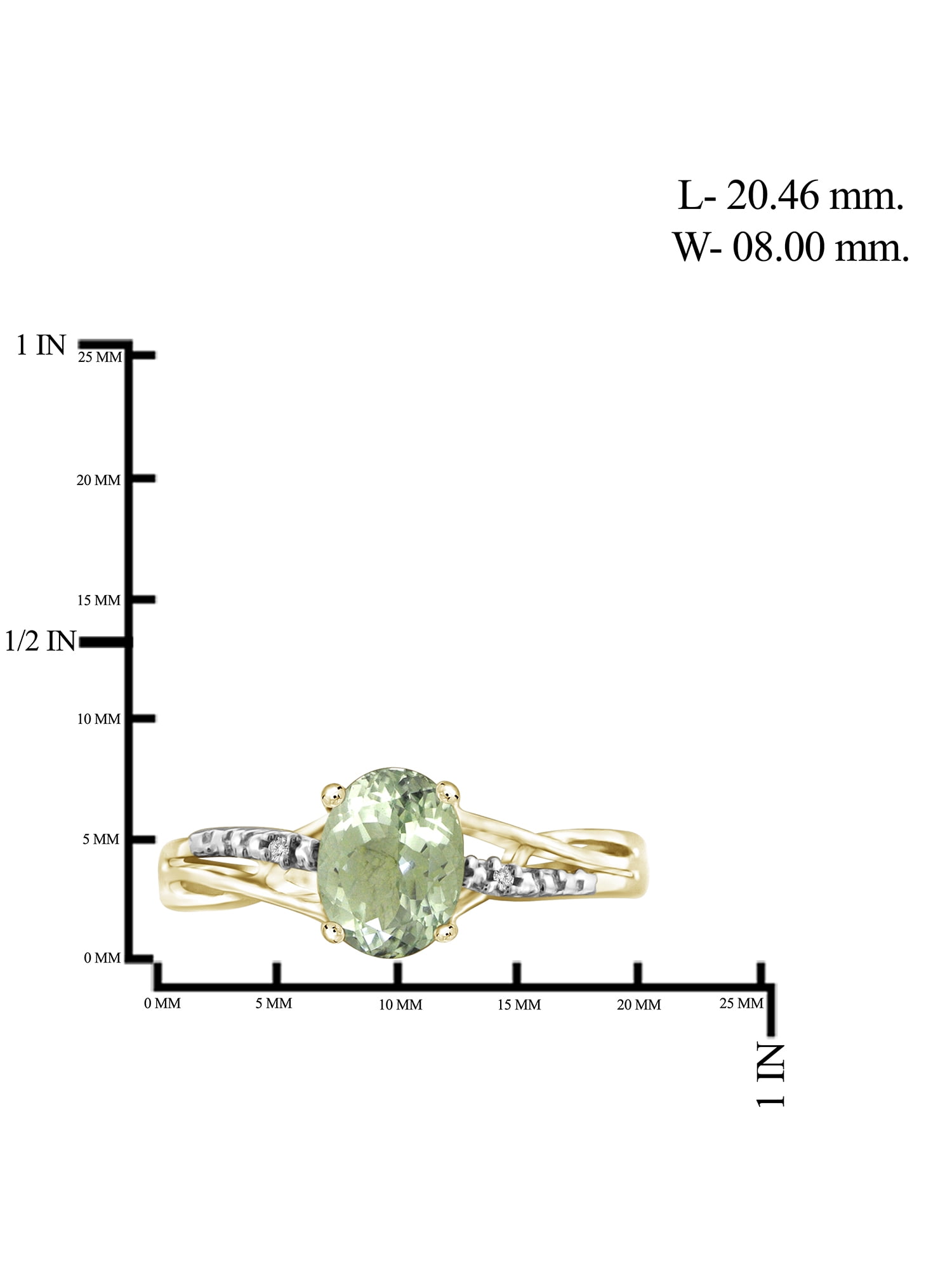 JewelersClub Green Amethyst Ring Birthstone Jewelry–1.30 Carat Green Amethyst 14K Gold Plated Silver Ring Jewelry with White Diamond Accent–Gemstone Rings with Hypoallergenic 14K Gold Plated Silver
