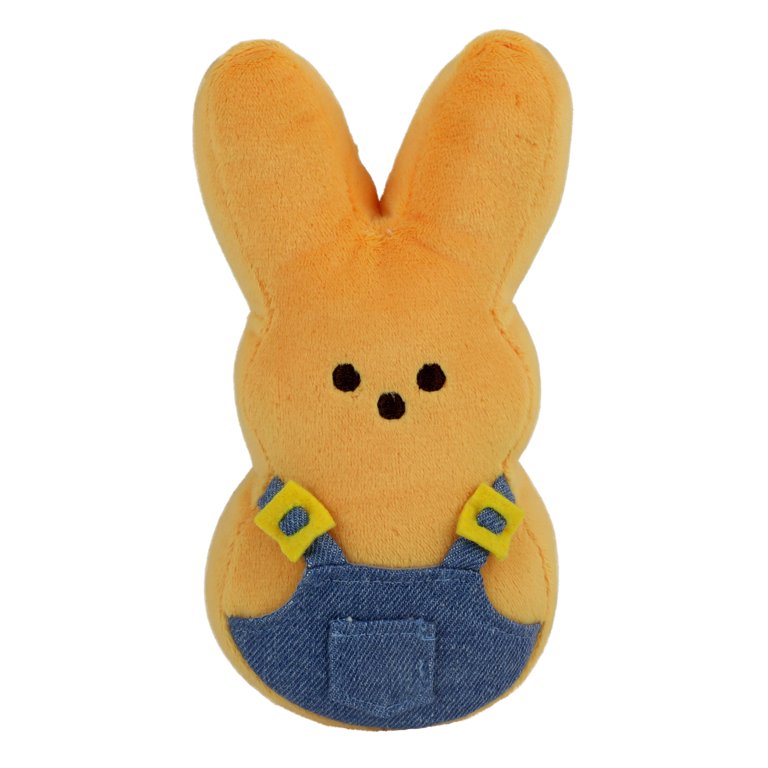 Peeps Plush YELLOW Bunny Dog Toy 6” With Chew Rope Ring Easter Dog