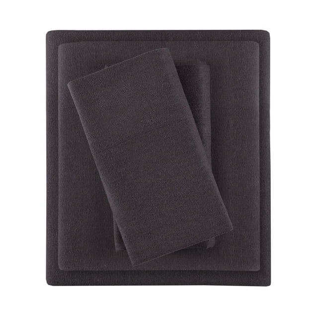 Juego de sábanas Comfort Spaces, franela de algodón, tamaño completo, gris oscuro