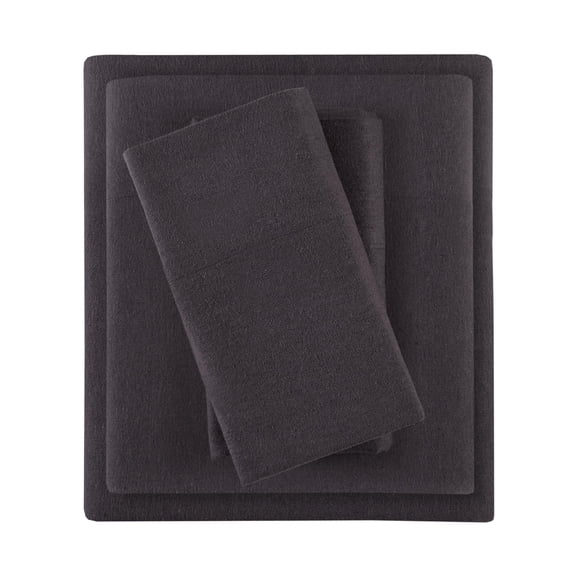 Juego de sábanas Comfort Spaces, franela de algodón, tamaño completo, gris oscuro