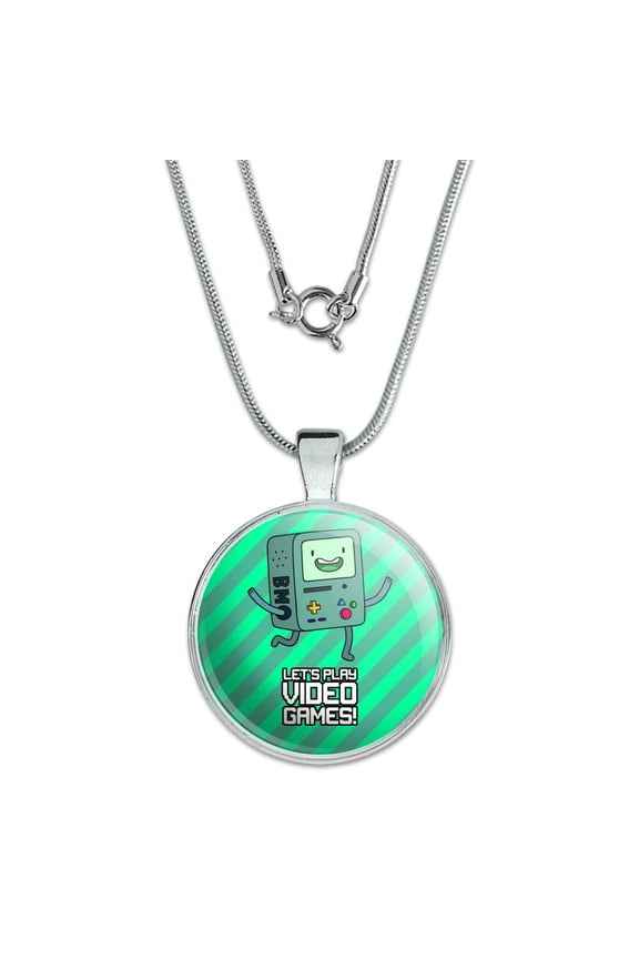 Adventure Time BMO Play Video Games 1" Pendant with Sterling Silver Plated Chain
