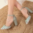 thumbnail image 4 of Ivy - Zapatos de boda con encaje floral 3D verde salvia verde 26 CM, 4 of 5