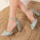 thumbnail image 4 of Ivy - Zapatos de boda con encaje floral 3D verde salvia verde 22 CM, 4 of 5